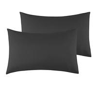Taies d'oreiller Microfibre Noir 40x70cm Lot de 2, Housse de Coussin avec la Fermeture à Enveloppe