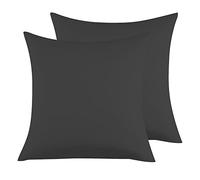Taies d'oreiller Microfibre Noir 80x80cm Lot de 2, Housse de Coussin avec la Fermeture à Enveloppe
