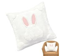 Taies d'oreiller mignonnes en peluche 45,7 x 45,7 cm | Taie d'oreiller lapin blanc avec oreilles roses, pour fête, maison, bureau, salon, canapé, intérieur de ferme