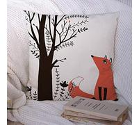 Taies d'oreiller Renard Dessin Prédateur Symbole Promenades Bois Arbre Forêt Salutation Animaux Queue Sauvage Faune Nature Fourrure Polyester Couvre-lit Taie d'oreiller Housse de Coussin pour Canapé