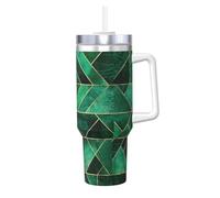 Taies d'oreiller vert émeraude à motif abstrait nature,Gobelet isotherme Ice Bully de 40 oz avec poignée, couvercle et paille, en acier inoxydable, pour voiture ou café.