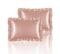 Taies d'oreiller volants en satin soyeux HommxJF pour cheveux et peau, taies d'oreiller en soie or rose, lot de 2, king size, avec fermeture