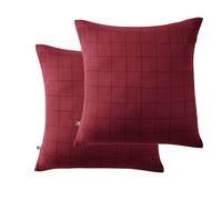 Taies d'oreillers L’Effet Papillon (Lot de 2) - Taie Protection Oreiller 100% Gaze de Coton 74 Fils/cm² [ Housse d Oreiller ] (Match, Gaze de Coton Bordeaux, 60x60 cm)