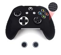 Taifond antidérapant en silicone contrôleur Housse de protection Skins pour Microsoft Xbox One S et One X contrôleur avec deux caches prise en main de pouce noir