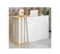 Taifuan Comptoir Caisse Institut De Beaute Meuble,Comptoir Accueil Salon De Beaute,Bureau d'ordinateur en Bois Professionnel Comptoir De Magasin pour RéCeption(Marble Color,120x40x90cm)