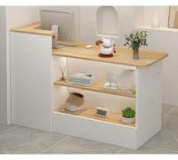 Taifuan Comptoir De Réception Moderne et Petit,Comptoir d'accueil pour Caisse Debout avec Tiroirs,Comptoir De Magasin pour Les Spas Salons de Coiffure Meuble de Bureau(Walnut/Left,140x100x45cm)