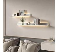 Taifuan Étagères Flottantes Murales LED en Métal, 2 Étagères avec Éclairage Intégré, Présentoir Mural Décoratif pour Salon, Cuisine, Salle de Bain et Chambre(White,100cm/39.3")