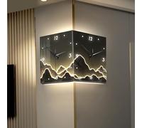 Taifuan Horloge d'angle à Double Face carrée, capteur Mural à LED créatif Moderne capteur de Mur d'angle Lumineux Lampe Murale d'angle avec Calendrier et échelle numérique(10'')