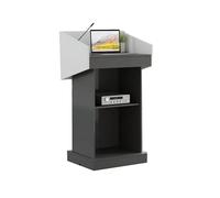 Taifuan Pupitre de Présentation en Bois, Podium de Conférence et Support de Débat pour lise et Événements Professionnels(Gray,Without Drawer)