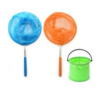 TAIHE Lot de 2 épuisettes télescopiques pour enfants, avec 1 seau, idéal pour attraper les insectes, la pêche, les activités de plein air, le jardin, la nature, la science, l'exploration