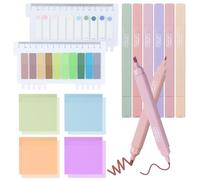 TAIHOBO 600 Pièces Marque Page Adhesif, Marque Page Transparent, Papeterie Aesthetic Sticky Notes Imperméable avec 6 Surligneurs Pastels à Double Tête, Fourniture Bureau pour la Maison Scolaire Bureau