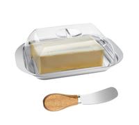TAIHOBO Beurrier, Boite a Beurre en Acier Inoxydable, Boite a Beurre pour Frigo 17,8×11,5×5,5cm avec Couvercle et Spatule, Boite a Fromage pour Frigo, pour Conserver et Servir Votre Beurre Dessert