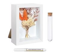 TAIHOBO Cadre Profond, 12x17cm Cadre 3D à Remplir, Cadre Vitrine de Bricolage Manuel, Cadre D'Objet avec Bouquet de Fleurs Séchées Tubes à Essai et Marqueurs, pour Tenture Murale ou Bureau Décoration