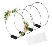 TAIHOBO Cercle Metal 30cm, 4 Pièces Anneaux en Métal, Cercle Attrape Reve DIY, Anneau Décoratifs en Macramé avec 4 Bases en Bois, Cerceau Floral en Métal pour Faire des Couronnes de Mariage et de Noël