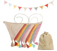 TAIHOBO Fanion Guinguette Multicolore, 2,6m Guirlande Fanion Extérieur, Guirlande Anniversaire avec Poches à Cordon, Guirlande Fanions Tissus, Banderole pour Decoration Fete Anniversaire Mariage