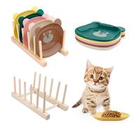 TAIHOBO Lot de 10 gamelles plates pour chat - 14,5 x 13 cm - Pour soulager la fatigue des moustaches - Avec support d'assiette, assiette pour chatons et petits chiens