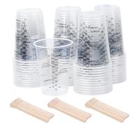 TAIHOBO Lot de 50 Gobelet Peinture 240ml, Verre Doseur Cuisine avec 50 Touillette, Verre Doseur Plastique Transparent, Verre Mesureur avec Gradué pour Liquides Mélange de Résine Peinture Pigment