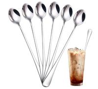 TAIHOBO Lot de 6 Cuillere a Cafe, Cuillère à Thé Longue, Cuillère Nutella Durables en Acier Inoxydable, Cuillère à Café Adapté pour un Dessert Glace Miel, Peut Être Lavé au Lave-Vaisselle