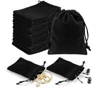 TAIHOBO Mini Pochette Bijoux Noir: 20 Pièces Pochon Bijoux avec Cordon, Petit Sachet Tissu 7x9cm, Petite Pochette Tissu en Velours, pour Bagues Cadeau Bijoux Bonbons Bouchons D'oreilles
