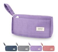 TAIHOBO Trousse Scolaire Monochrome, Plumier Trousse Feutre avec Deux Compartiments, Trousse Crayon Ecole pour Filles et Garçons, Pencil Case en Velours Côtelé pour Les Écoles et Les Bureaux