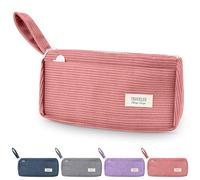 TAIHOBO Trousse Scolaire Monochrome, Plumier Trousse Feutre avec Deux Compartiments, Trousses Crayon Ecole pour Filles et Garçons, Pencil Case en Velours Côtelé pour Les Écoles et Les Bureaux