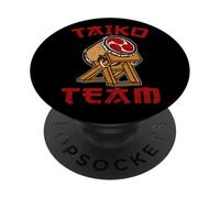 Taiko Tambour Rouge avec Symbole de la mitsoude PopSockets PopGrip Adhésif