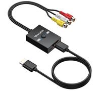 TAIKURA Adaptateur RCA vers HDMI Conversion 16:9/4:3 Sortie 1080P (60 Hz)/720P (60 Hz) câble HDMI de 50 cm Compatible avec Les Consoles de Jeux rétro, Les lecteurs DVD, VHS
