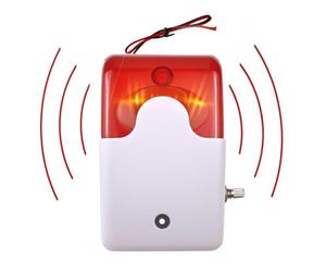 Taikuwu Klaxon d'alarme réglable 12 V avec lumière clignotante et sirène stroboscopique, rouge, support mural, 110 dB, alimentation 12 V DC, télécommande, technologie de capteur infrarouge