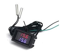 Taikuwu Thermomètre Numérique de Précision à Double Affichage 4-28 V CC Avec Sonde Métallique étanche(Rouge/Bleu)