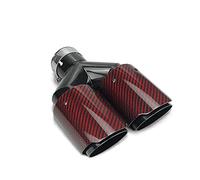 Tail Pipe Car Muffler Tip Y Shape Red Carbon Color Straight Double Exit Universal Stainless Exhaust Pipe Mufflers(in 63mm Out 89mm)