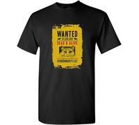 Tailad Schrodinger's Cat Wanted Dead & Alive Funny Physics Science Unisex O-Neck 100% Cotton Short-Sleeve T-Shirts Black M