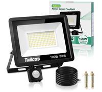 Tailcas 100W Projecteur Exterieur Detecteur de Mouvement, 6500K Blanc Froid 144Leds Super Lumineux Spot, 9000 LM IP66 Etanche Eclairage Exterieur Avec Detecteur pour Jardin, Garage