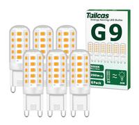Tailcas Ampoule LED G9 3W, 3000K 350LM Warm White, Équiv 35W, Pack of 6 | CRI 85, Non Dimmable, Base en Céramique, Sans Scintillement AC/DC 220-240V pour Chambre, Salon, Cuisine, Jardin
