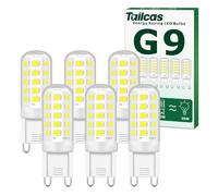 Tailcas Ampoule LED G9 3W, 6000K 350LM Blanc Froid, Équiv 35W, Pack of 6 | CRI 85, Non Dimmable, Base en Céramique, Sans Scintillement AC/DC 220-240V pour Chambre, Salon, Cuisine, Jardin