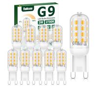 Tailcas Ampoule LED G9 Dimmable, 3W Ampoules G9 2700K Blanc Chaud Équivalent à 30W Halogène, 320LM Sans Scintillement pour Chambre Salon Cuisine, 360 Degrés Angle AC 220-240V, Lot de 10