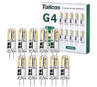 Tailcas G4 LED Ampoule 1.5W 12V, 10 PACKS 180LM AC/DC Ampoules 9mm x 36mm, Equivalent 20W Halogène Lampe Blanc Chaud 3000K Non Dimmable pour Chambre Salon Cuisine Jardin (Blanc chaud)