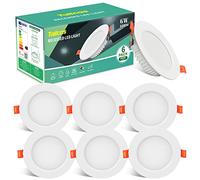 Tailcas LED Spot Encastré Extra Plat 6W, 600lm Blanc Froid Plafonnier Rond Spot de Plafond Angle 120° Equivalent 60W Halogène, 6000K 230V Éclairage Plafond Encastré Pour Salle de Cuisine (Lot de 6)