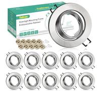 Spot Encastrable GU10 Cadre Set, 10 Pièces Orientables Spot de Plafond Cadre De Montage En Métal Brossé Rond incl.Douille GU10 230V, Trou de montage Ø70mm, Pour Lampes A LED Ou Halogènes