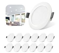 Tailcas Spot LED Encastrable Extra Plat, 5W Spot Encastrable IP44 6000K Blanc Froid 450lm, mini Trou 68-80mm 230V Spot LED Plafonnier Encastré 25mm Pour Cuisine Salon Couloir, Lot de 12