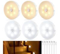 Tailcas Veilleuse LED, Lampe Detecteur de Mouvement Interieur Dimmable, Blanc Chaud/Froid, USB Veilleuse Rechargeable pour Chambre, Escalier, Cuisine, Penderie, Lot de 6