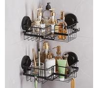 TAILI 2 Packs de Supports de Douche d'angle avec Ventouses et Crochets - Organisateur de Salle de Bain Mural en Acier Inoxydable Robuste - sans PerçAge et Amovible