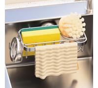 TAILI 4 en 1 Porte-éponge d'évier argenté avec Ventouse antirouille Porte-éponge d'évier de Cuisine réutilisable pour l'intérieur de l' Stocker, la Brosse, Le Chiffon