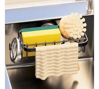 TAILI 4 en 1 Support Noir pour éponge d'évier avec Ventouse antirouille Support réutilisable pour éponge d'évier de Cuisine pour l'intérieur de l'Stocker, la Brosse, Le Chiffon