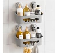 TAILI Caddie de Douche à Ventouse, étagère Murale de Rangement de Bain pour Shampoing, Nettoyant pour Le Corps, Support de Douche en Plastique, Amovible sans Perçage,Gris