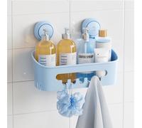 TAILI éTagèRe de Douche Robuste avec Ventouse sous vide, Panier de Rangement Amovible sans PerçAge pour Shampoing et Articles de Toilette Organisateur de Cuisine, Salle de Bain, Chambre à Coucher,Bleu