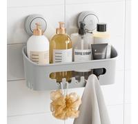 TAILI éTagèRe de Douche Robuste avec Ventouse sous vide, Panier de Rangement Amovible sans PerçAge pour Shampoing et Articles de Toilette Organisateur de Cuisine, Salle de Bain, Chambre à Coucher,Gris