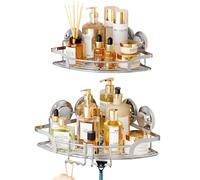 TAILI Lot de 2 étagères de Douche sans perçage - avec Crochets - en Acier Inoxydable - pour Cuisine, Salle de Bain