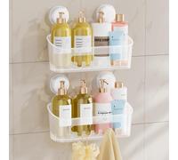 TAILI Lot de 2 paniers de rangement muraux pour douche à ventouse - Blanc