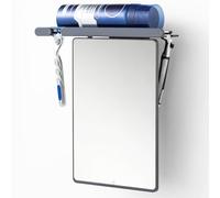 TAILI Miroir de Douche Antibuée pour Rasage avec Maintien du Rasoir, Miroir Antibuée sans Perçage, Rasage à Succion, Vagues de Serviettes, Incassable et Imperméable Anti-Fog Mirror - Gris