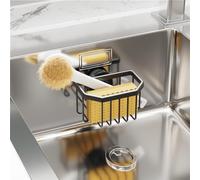 TAILI Noir Porte Eponge Ventouse Cuisine, Porte Éponge Évier Cuisine Amovible, Idéal pour Ranger, Les Bouchons d'évier, Les Brosses et Les Grattoirs,Organisateur de Cuisine